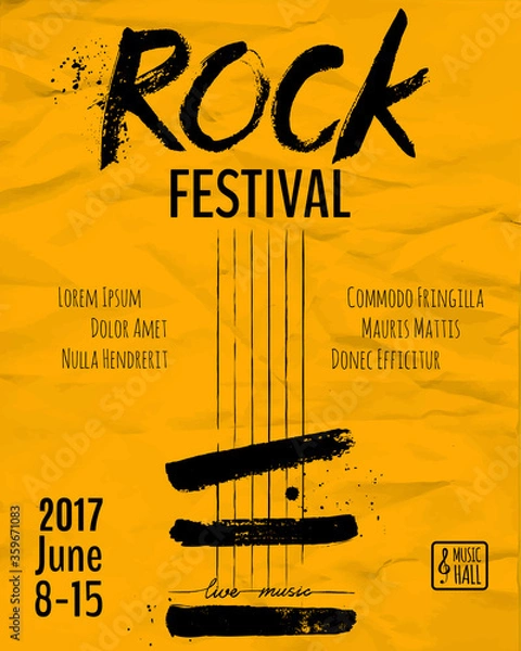 Obraz Rock event poster or flyer temlpate. Vector illustration