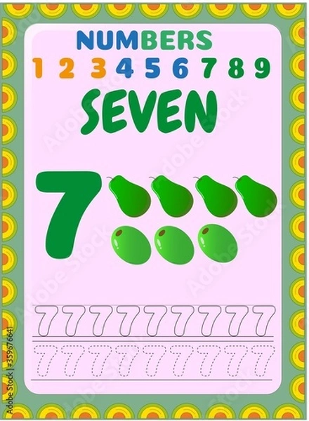 Fototapeta Preschool and toddler math with olive and pear design