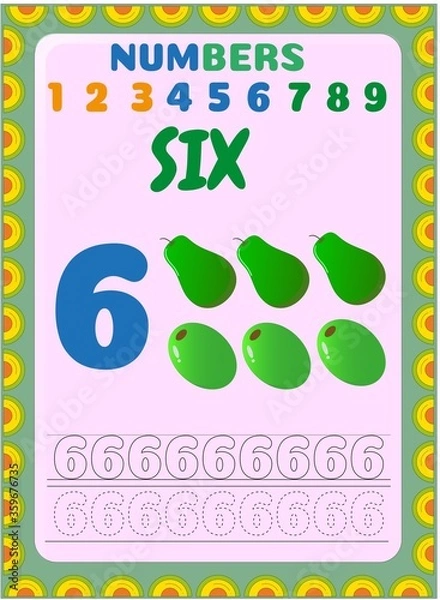 Fototapeta Preschool and toddler math with olive and pear design