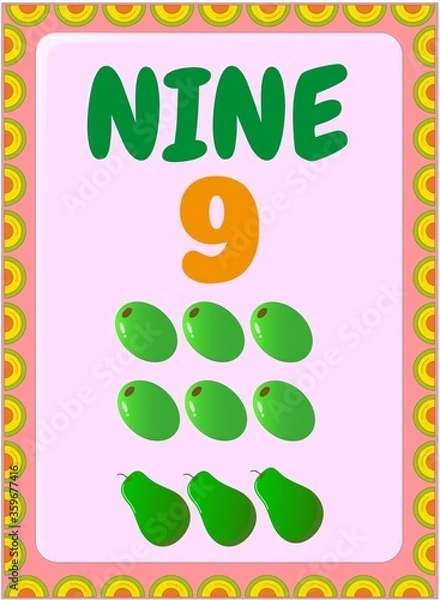 Fototapeta Preschool and toddler math with olive and pear design