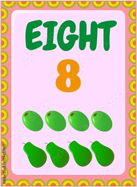 Fototapeta Preschool and toddler math with olive and pear design