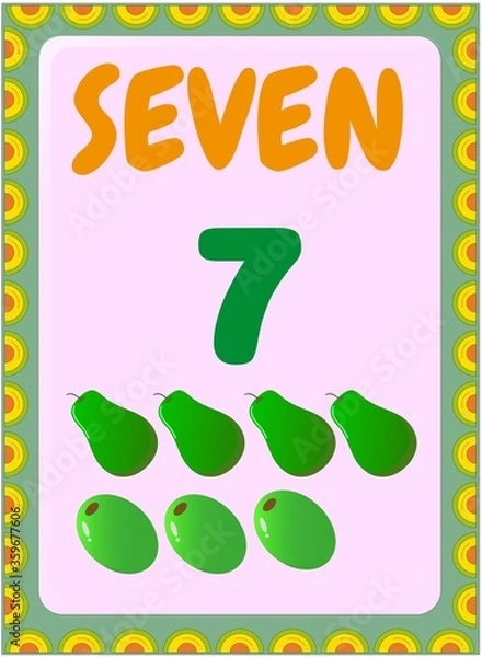 Fototapeta Preschool and toddler math with olive and pear design