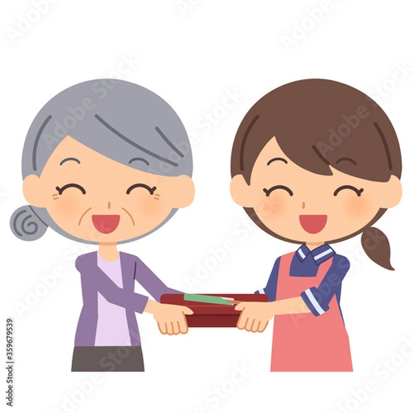 Obraz 配食サービス　受け渡し　女性