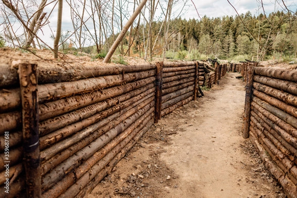 Fototapeta trenches used in World War II on occupied battle lines, consisting mainly of trenches, in which troops were significantly protected from enemy fire and artillery.