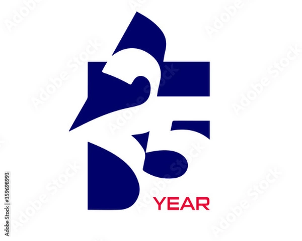 Fototapeta 25th, twenty-five twentieth-anniversary number vector