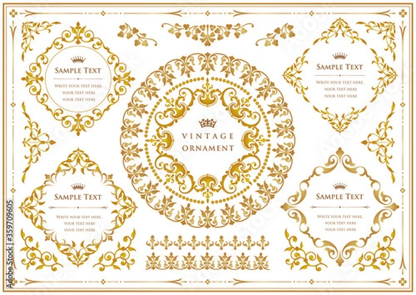 Fototapeta vector set of vintage design elements