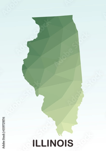 Fototapeta Illinois States Map, Polygonal Geometric,Green Low Poly Styles, Vector Illustration eps 10, Modern Design, High Detailed