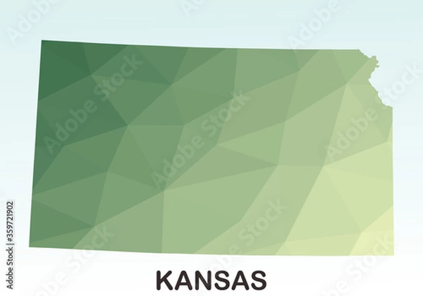 Obraz Kansas States Map, Polygonal Geometric,Green Low Poly Styles, Vector Illustration eps 10, Modern Design, High Detailed