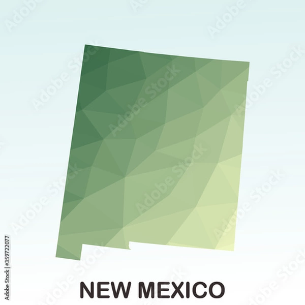 Fototapeta New Mexico States Map, Polygonal Geometric,Green Low Poly Styles, Vector Illustration eps 10, Modern Design, High Detailed