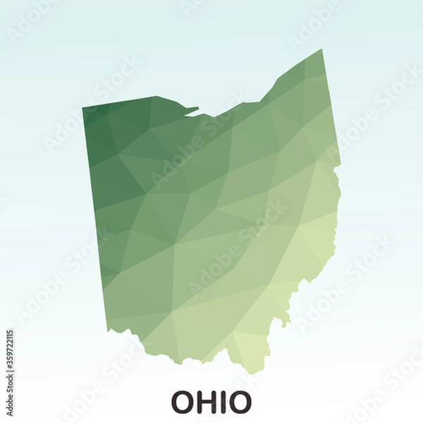 Obraz Ohio States Map, Polygonal Geometric,Green Low Poly Styles, Vector Illustration eps 10, Modern Design, High Detailed