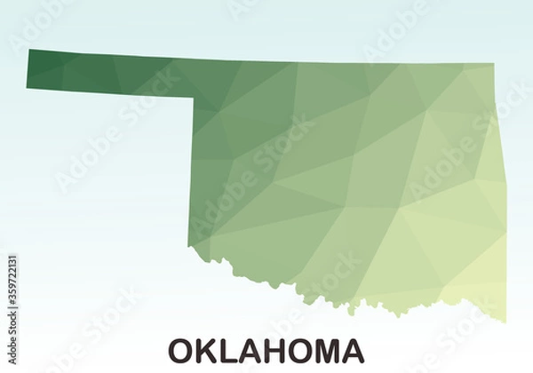 Obraz Oklahoma States Map, Polygonal Geometric,Green Low Poly Styles, Vector Illustration eps 10, Modern Design, High Detailed
