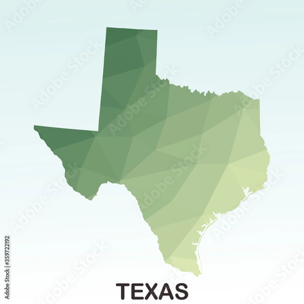 Obraz Texas States Map, Polygonal Geometric,Green Low Poly Styles, Vector Illustration eps 10, Modern Design, High Detailed