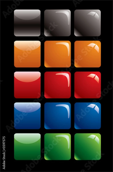 Obraz Empty colored rounded square glossy buttons