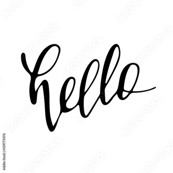 Fototapeta Hand drawn lettering Hello isolated on white