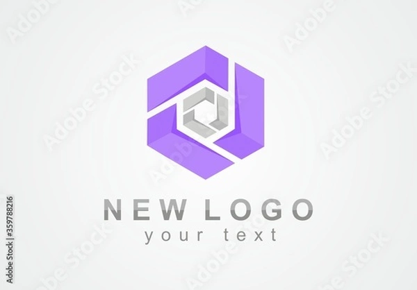 Fototapeta Abstract vector logo with a lens for the photographer. New modern logo with diamonds.