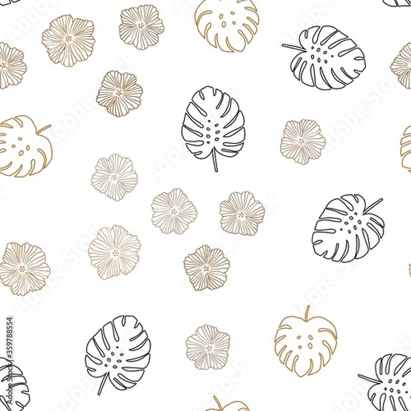 Fototapeta Dark Orange vector seamless doodle layout with flowers, leaves. Brand new colored illustration with leaves and flowers. Template for business cards, websites.