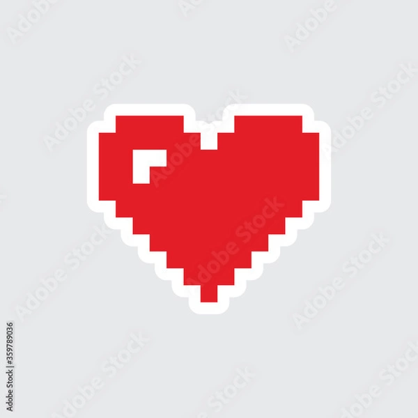 Fototapeta sticker pixel heart icon red  vector 