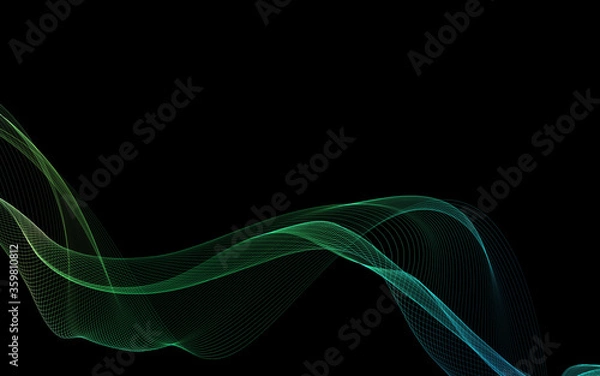Fototapeta Dark abstract background with a glowing abstract waves