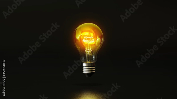 Fototapeta Light bulb on black background