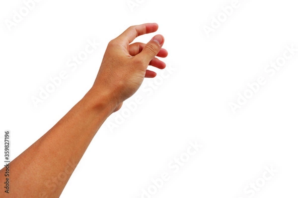Obraz hand reaching up grab something on white background