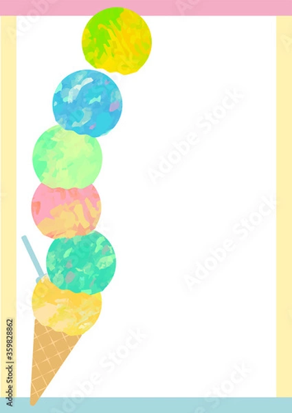 Obraz ベクター　カラフルなアイスクリームのイラストフレーム