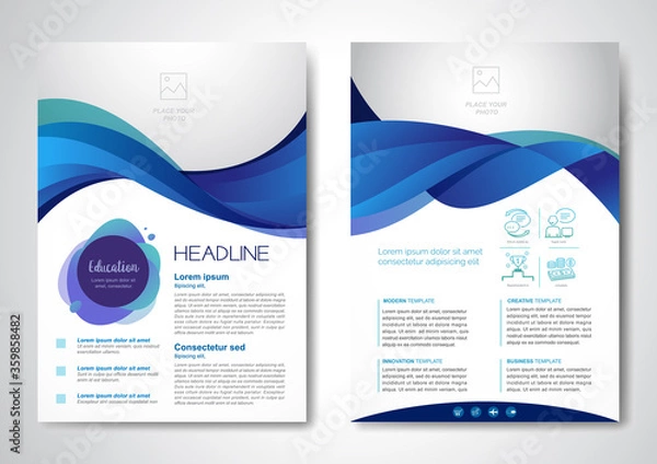 Fototapeta Template vector design for Brochure, AnnualReport, Magazine, Poster, Corporate Presentation, Portfolio, Flyer, infographic, layout modern size A4, Front and back, Easy to use and edit.
