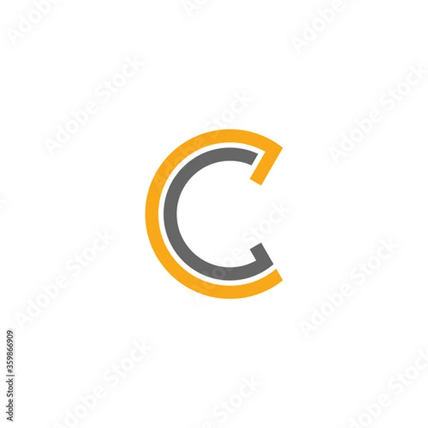 Fototapeta initial letter C logo, line art style design template