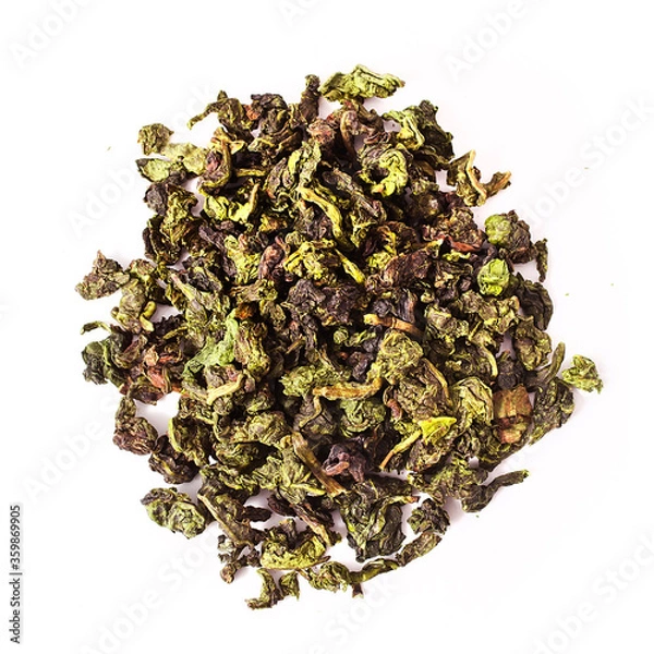 Obraz Heap of Tieguanyin chinese Oolong tea isolated on a white background