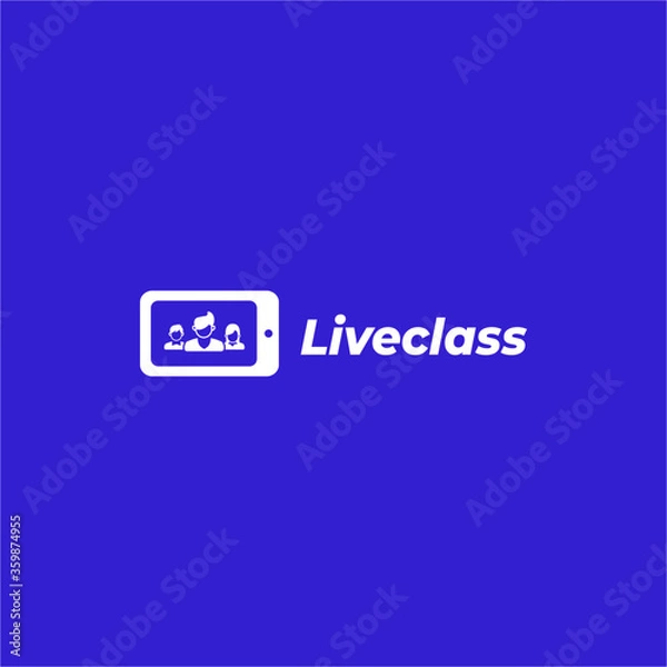 Obraz flat minimalist logo for online class or live streaming home schooling discussion or online meeting