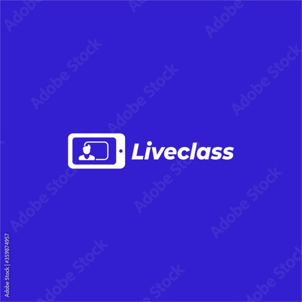 Fototapeta flat minimalist logo for online class or live streaming home schooling discussion or online meeting