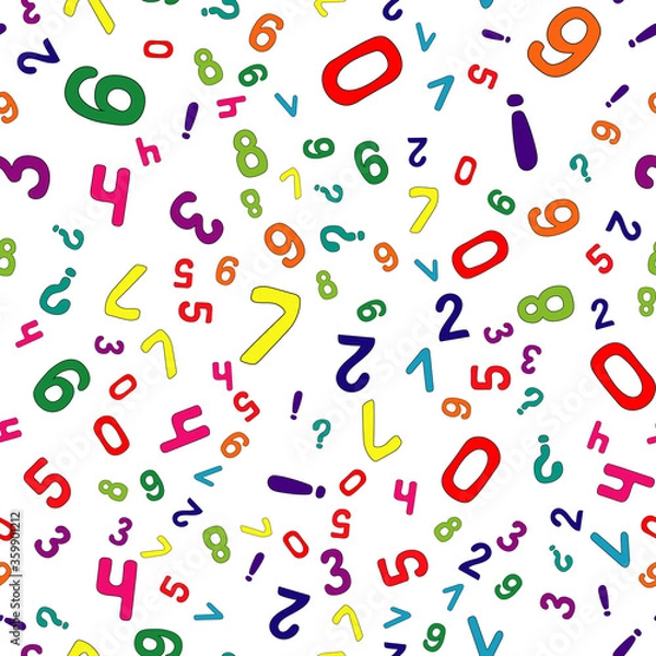 Obraz Vector illustration. Seamless pattern of multicolored numbers.
