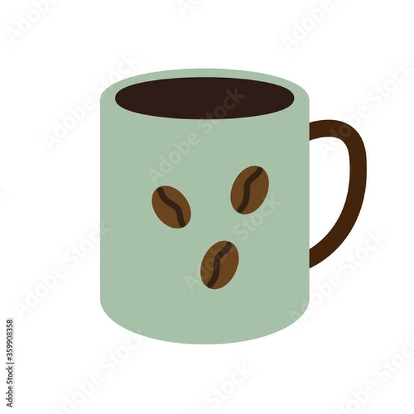 Obraz Breakfast. Coffee mug. Simple vector illustration isolated on white background.