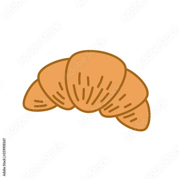 Fototapeta Breakfast. Croissant Simple vector illustration isolated on white background.