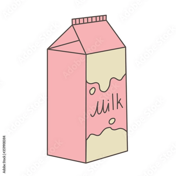 Obraz Milk in a cardboard box. Simple vector illustration isolated on white background.