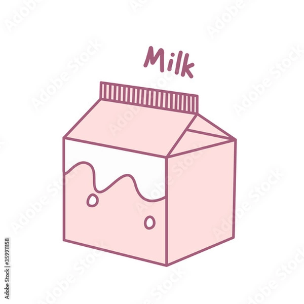 Obraz Milk in a cardboard box. Simple vector illustration isolated on white background.