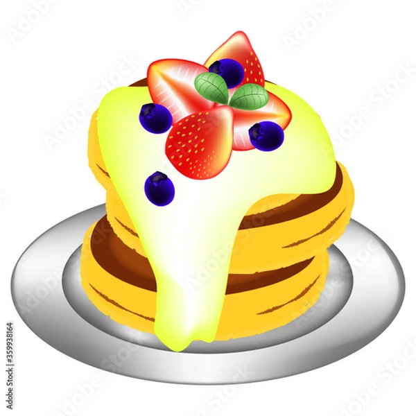 Obraz フルーツいっぱいのパンケーキ