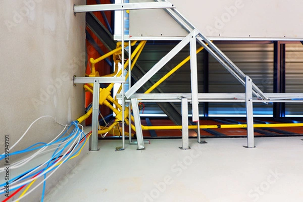 Fototapeta joint of The wiring harness in the box on the ceiling.