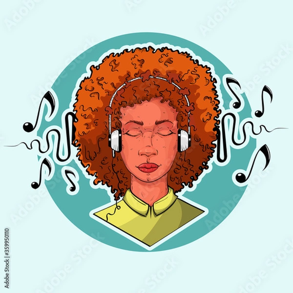 Obraz Girl with earphones