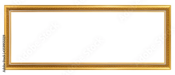 Fototapeta Gold picture frame. Isolated path and over white background

