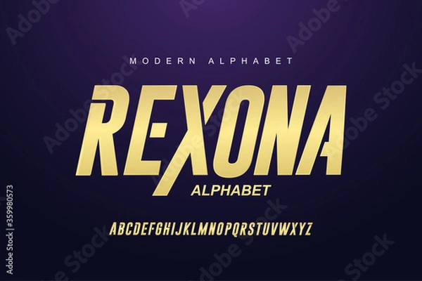 Fototapeta Elegant golden alphabet letters font set. Modern Custom gold Lettering Designs for logo, movie, game. Typography sans serif fonts modern style. vector illustration