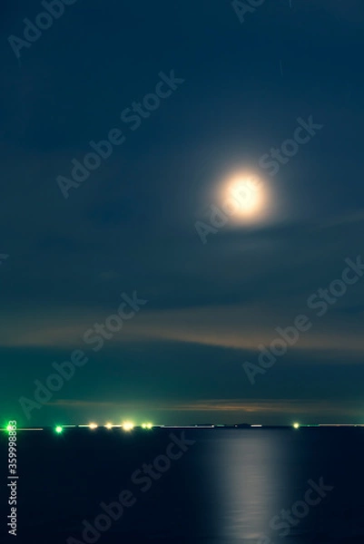 Obraz moonlight reflection over the sea midnight blue