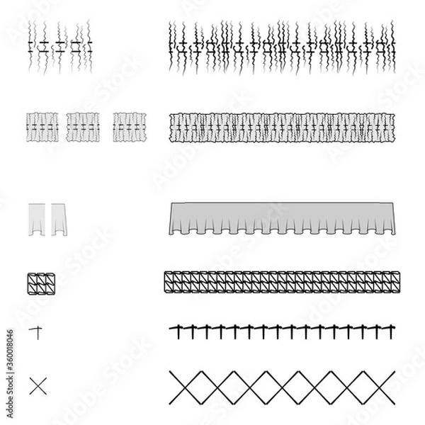 Fototapeta vector fittings, sequins, fringe, chain, rope brushes for illustrator , Zipper