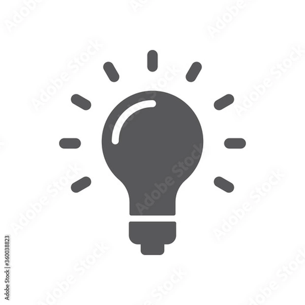 Fototapeta Light bulb icon. Electric lamp illustration, symbol of idea, innovation and solution.
