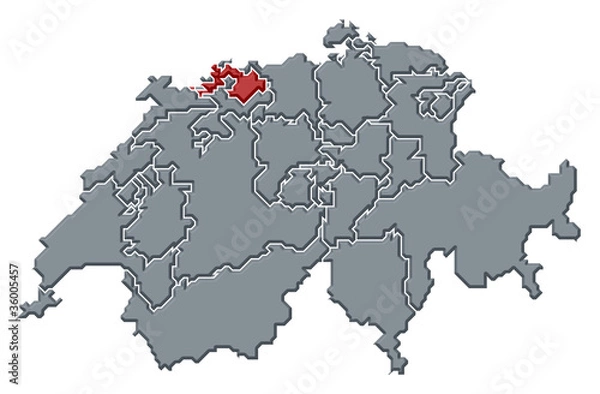 Fototapeta Map of Swizerland, Basel-Landschaft highlighted