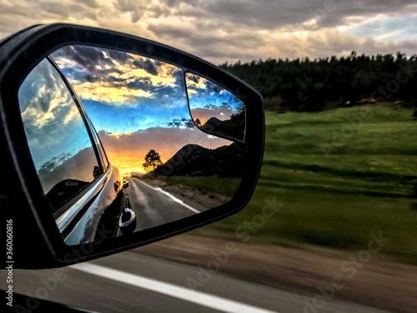 Obraz sunset in the car