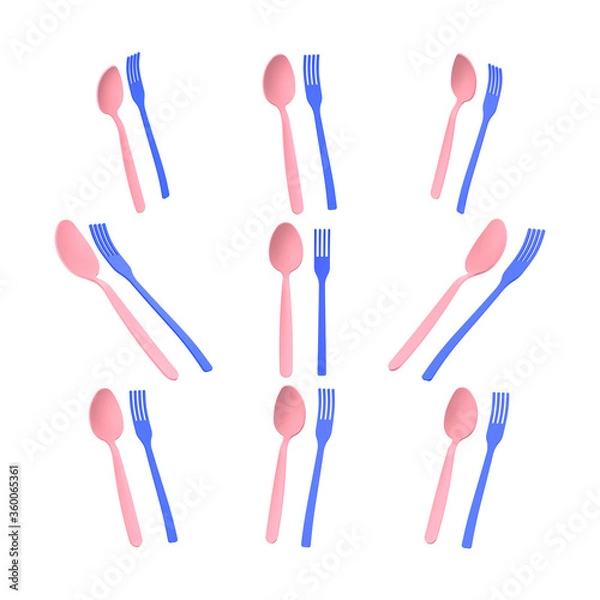 Fototapeta Fork-spoon 3D icon