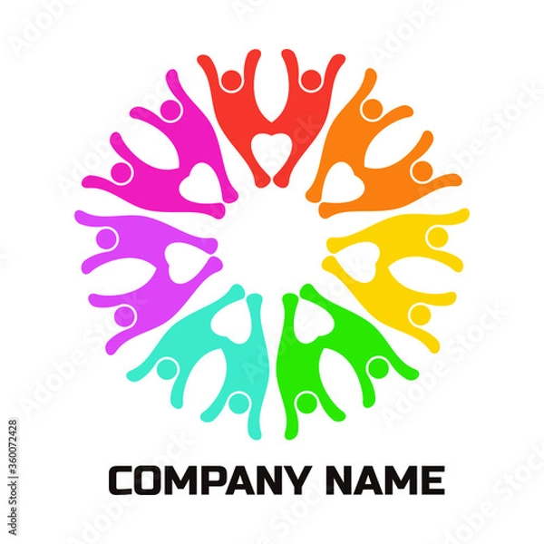 Fototapeta Teamwork couple people vector logo