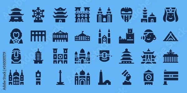 Fototapeta Modern Simple Set of famous Vector filled Icons