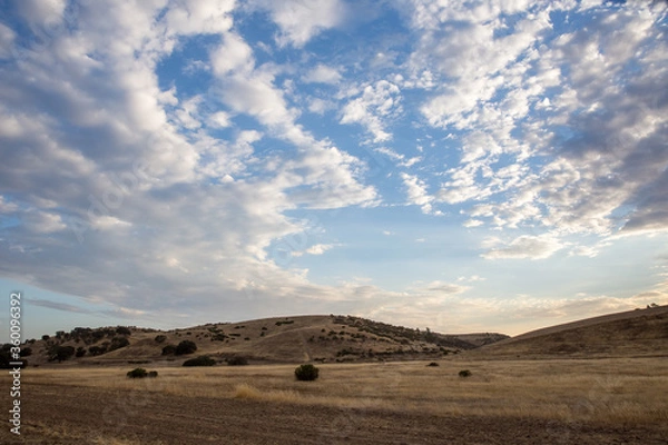 Fototapeta landscape with blue sky and clouds in Central California