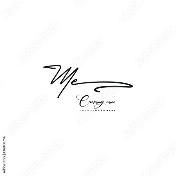 Fototapeta ME initials signature logo. Handwriting logo vector templates. Hand drawn Calligraphy lettering Vector illustration.